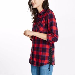 Express Boyfriend Flannel with Tie Side